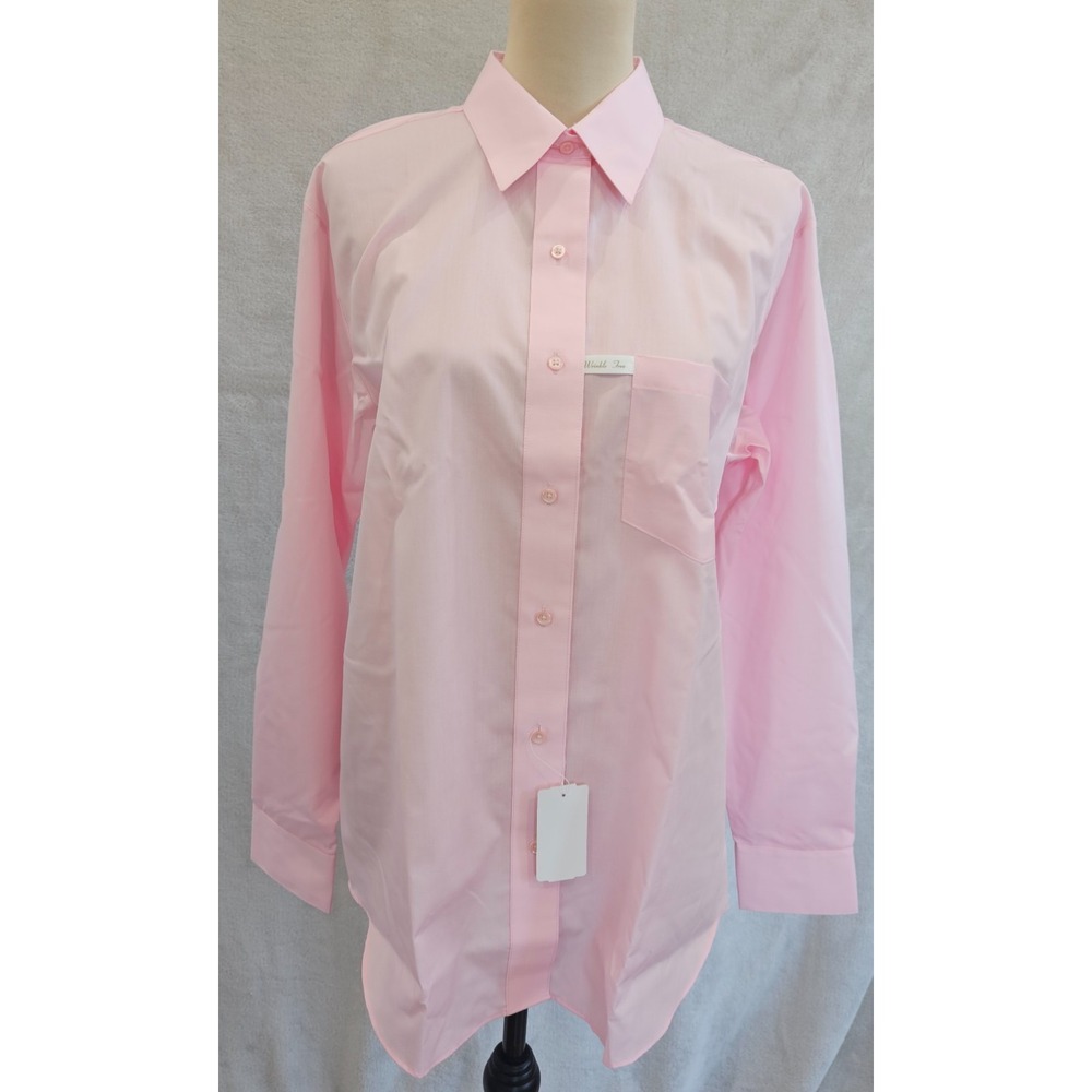 VTG Foxcroft Pink Oxford Button‎ Down Shirt Size 12 Deadstock Y2K Long Sleeve